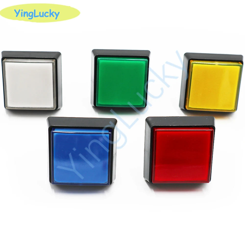 2PCS Arcade Square Buttons 12V LED Arcade Button Plane Plane Ledbing 51*51mm Buttons