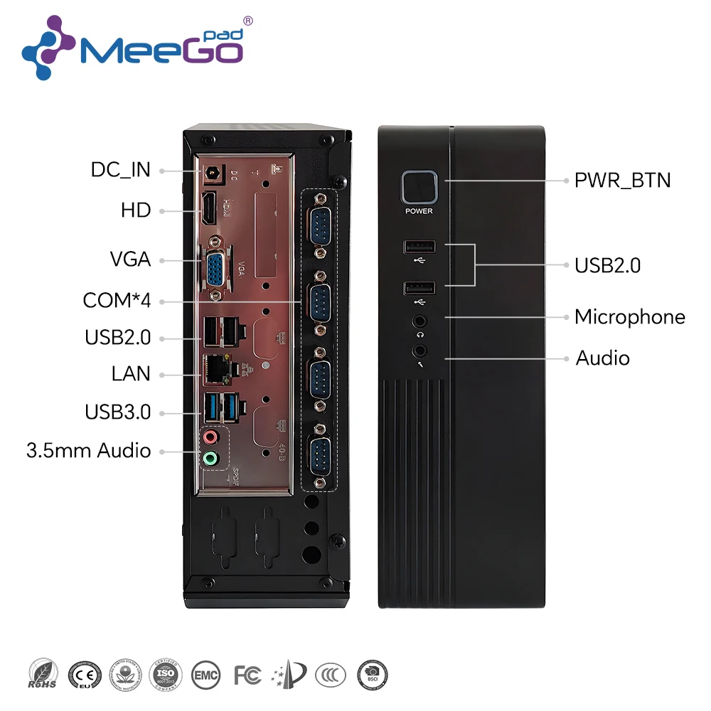 Mini PC Intel N100 N150 I5 1235U Fanless 4 RS232 COM VGA HD 6USB DDR4 NVMe SSD Embedded Industrial Desktop Computer Mini PCS