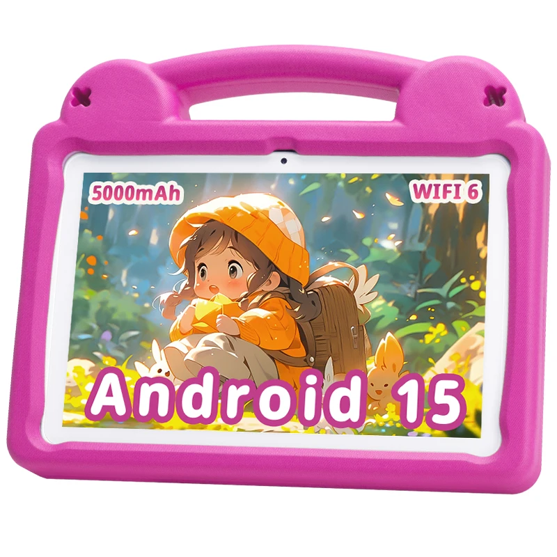Tablet android 15 para crianças, tablet infantil de 10.1 espaços, 8gb ram 64gb rom 5000mah bateria tablets com controle parental, capa à prova de choque