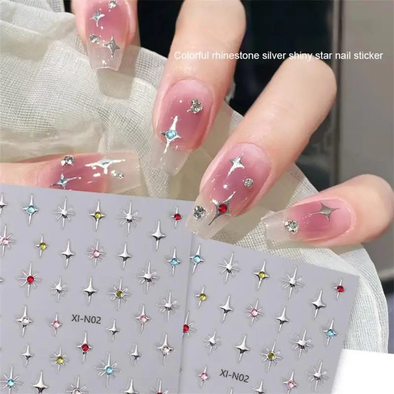 Three-dimensional Starburst Nail Art Stickers Long Lasting Shine Crystal Nail Art Stickers Unique Design Sparkling Star