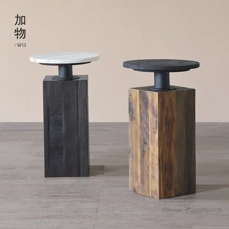For  Fire Cave Stone Small Coffee Table Japanese Retro High End Ancient Wood Living Room Home Decor Minimalist