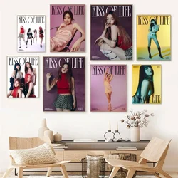 1PC Kpop Girl Group Kiss Of Life Print Poster Paper Waterproof HD Sticker Bedroom Entrance Home Living Room Bar Wall Decoration