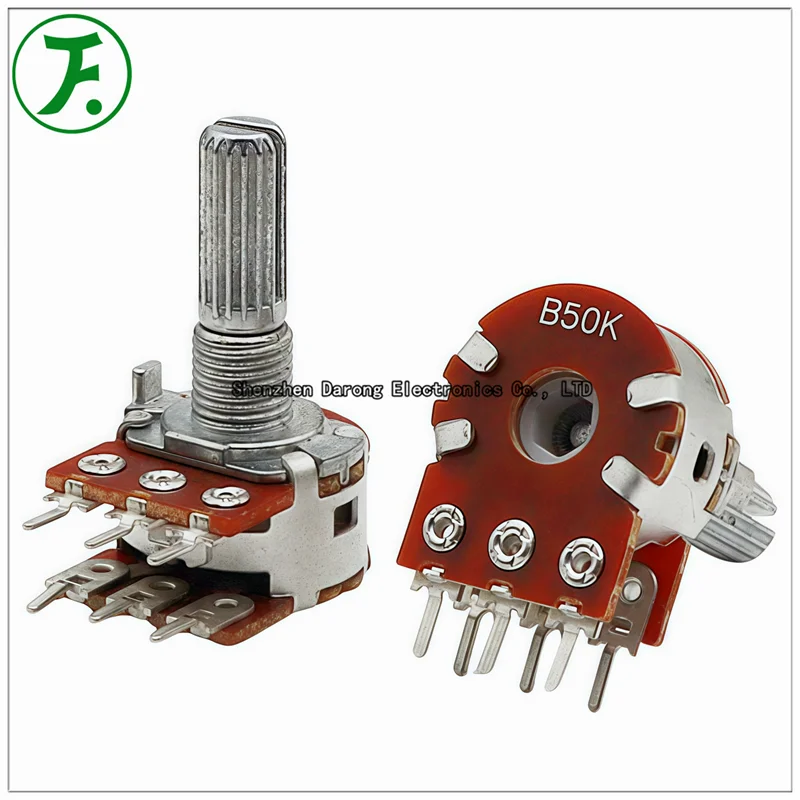 تايوان Puyao RK16 المزدوج ستة دبوس مكبر كهربائي حجم الجهد A10K B1K B10K B50K B100K A100K عمود على شكل البرقوق 20 مللي متر #2