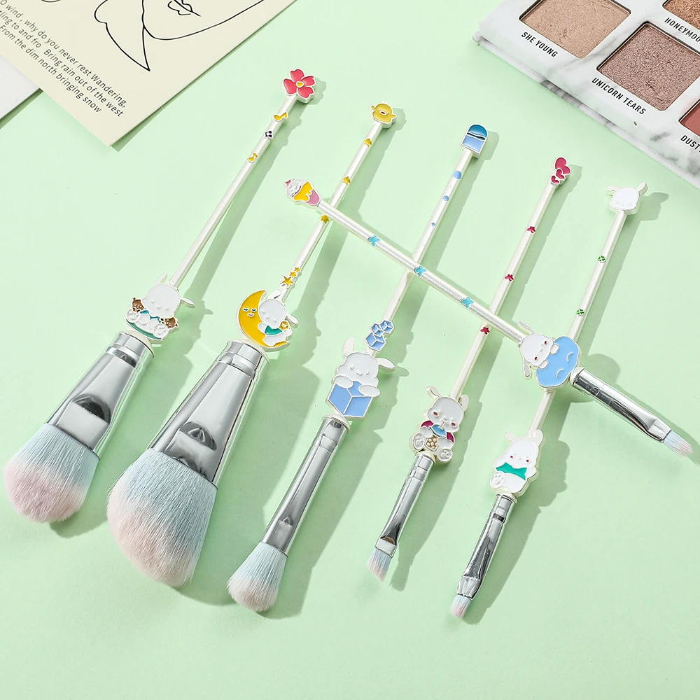 6Pcs/Set Cartoon Sanrio Makeup Brush Pochacco Portable Soft Concealer Brush Beauty Cosmetics Brush Toy Gift