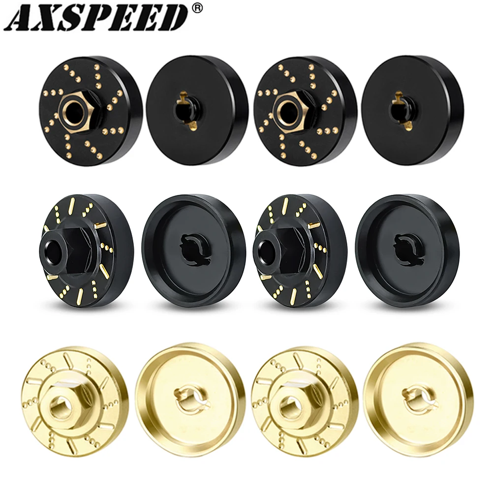 AXSPEED 4 Stück Rad-Sechskant-Nabenadapter Messing Gegengewicht für 1/18 TRX4M Bronco Defender K10 F150 RC Crawler Modellautoteile