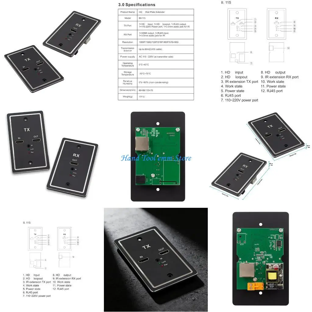 

H37F Durability ABS HDTV Extender Wall Mount Design Stable 1080P Transmission IR Remote Feature