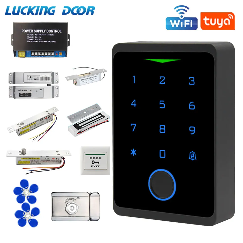 

Tuya Wifi RFID Access Control System Kits Fingerprint Gate Opener Smart Home Security Digital Eletronic Magnetic Door Lock Kit