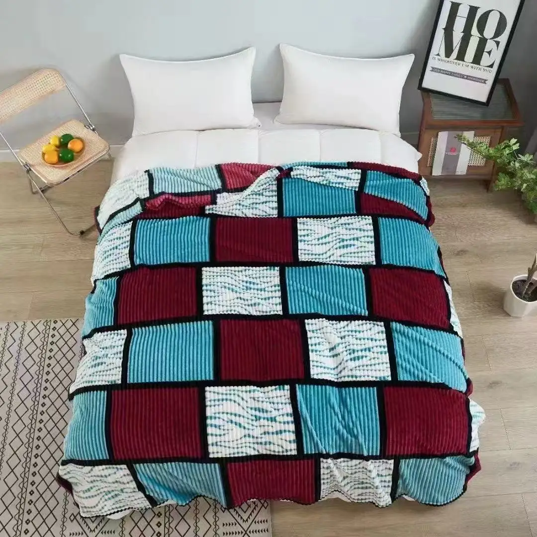 1-delige plaid-deken met ruitjesprint, zachte flanellen deken voor elk seizoen, veelzijdig, enkel of dubbel formaat, pluche deken, knusse en warme bedlaken.