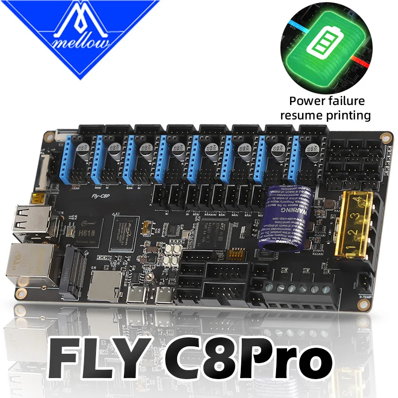 

Mellow FLY C8 Pro V1.0 Board H618 MCU 550Mhz H723 For Hi-Speed DIY 3D Printer Accessories Voron Trident 2.4 Hevort Vzbot Vcore4