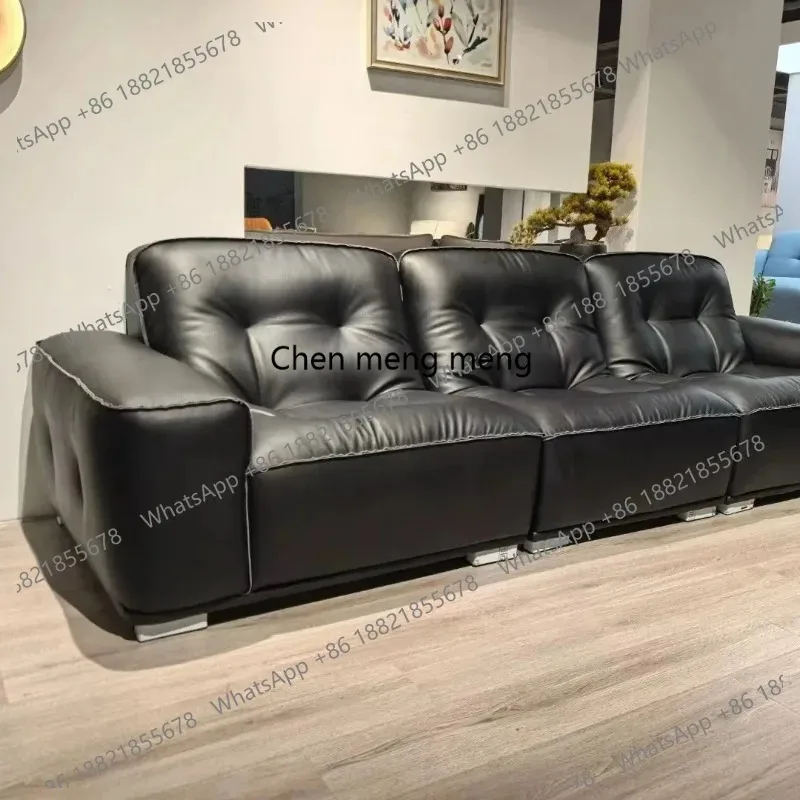 

Italian minimalist leather sofa black small apartment retro black King Kong F150