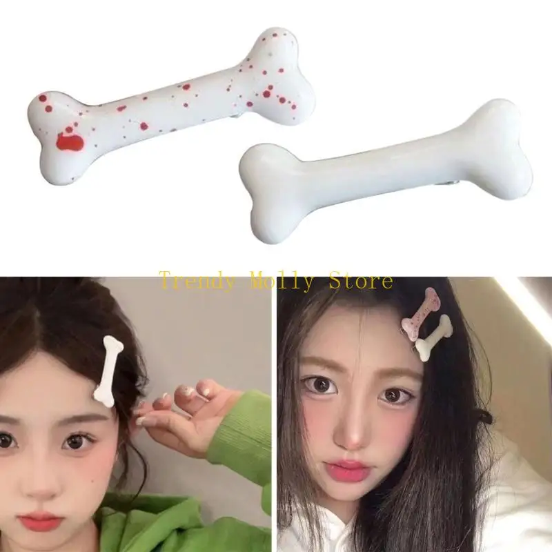 N5KB Forcine per capelli in plastica Y2K con clip laterale per osso cane per ragazze da donna per regali Halloween e per