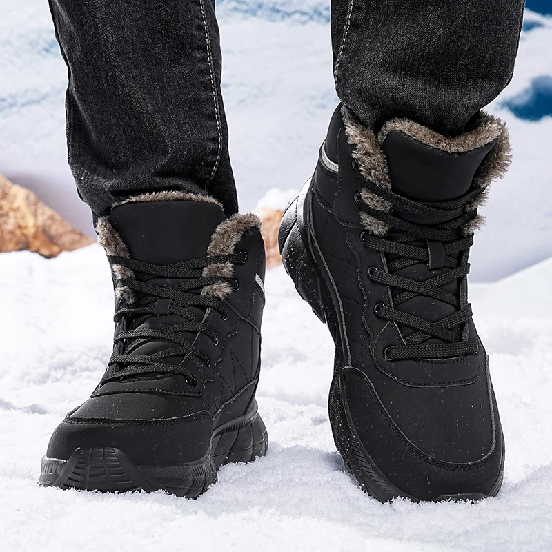 Men Winter Snow Boots for Waterproof Leather Sneakers Super Warm Men\'s Boots Outdoor Male Hiking Boots Work Shoes 2024 New