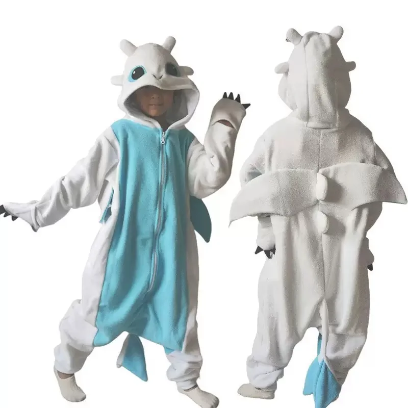 Kombinezon dziecięcy czarny Smok Kigurumi dla dzieci Piżama z kreskówki Kostium zwierzęcy Cosplay Halloween Boże Narodzenie Ubrania dla dziewczynek Odzież domowa — 2