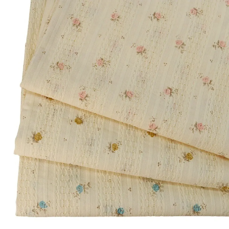 

2025 water-washed jacquard cotton fabric women's clothing pastoral style fresh floral design
