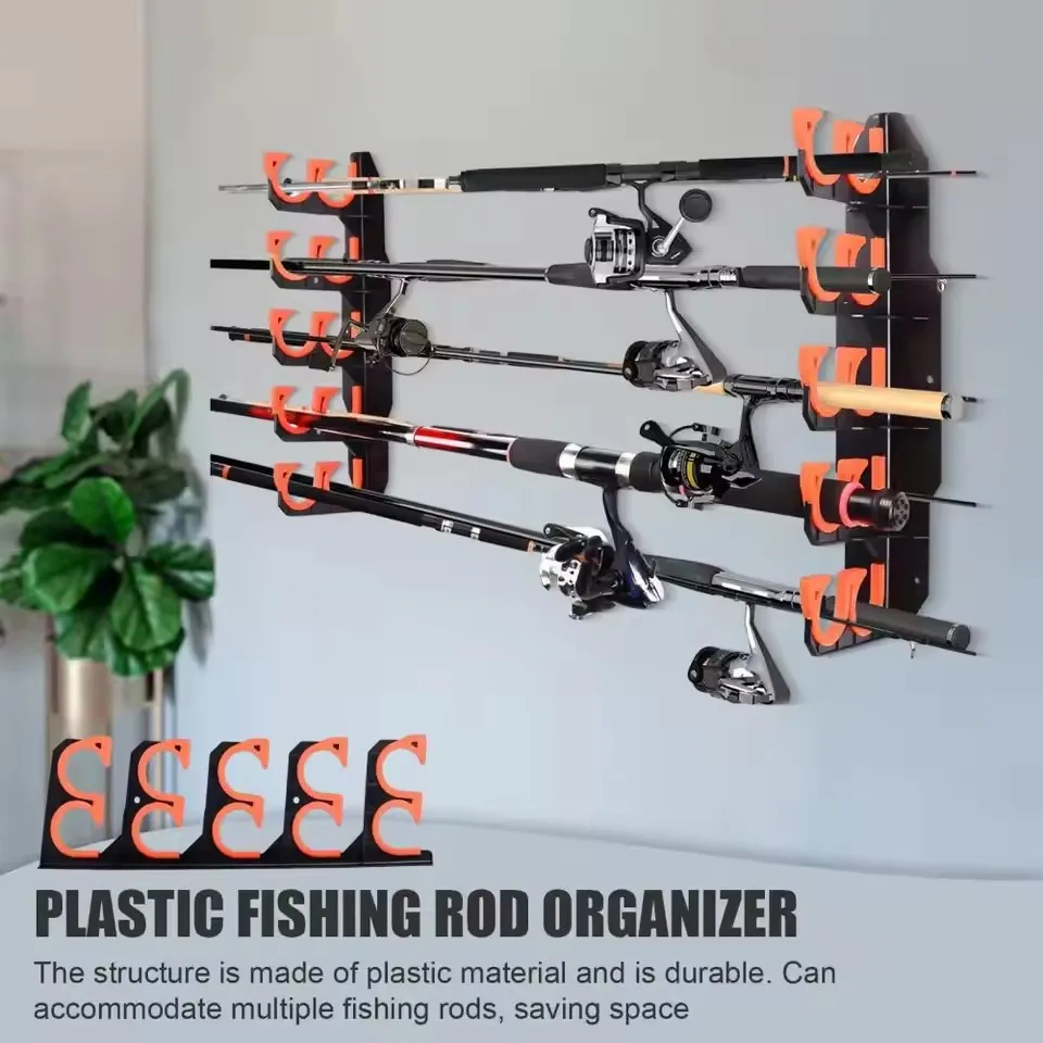 Fishing Rod Holder for Garage Wall Mounted Fishing Rod Rack with Soft Protective Pad Fishing Rod Storage Organizer