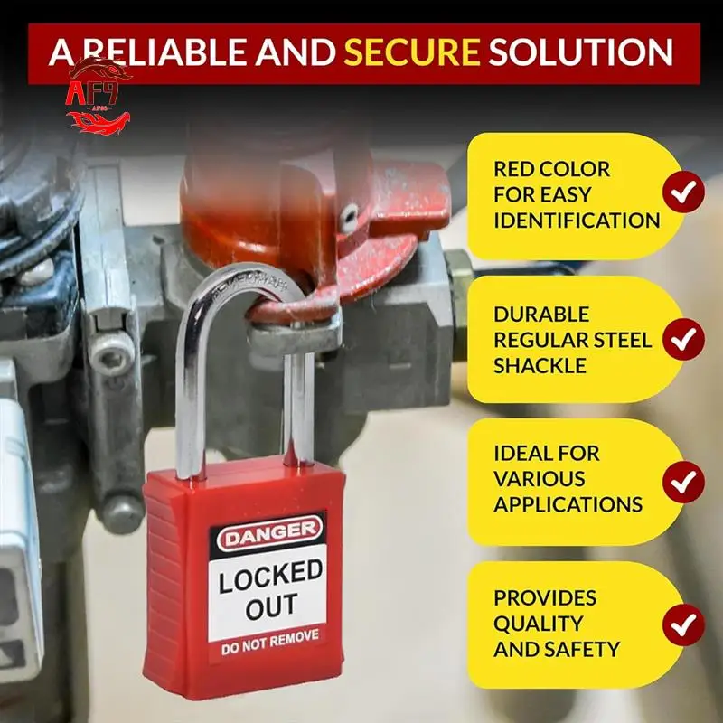 

AF90-Lockout Tagout Lock Set - 7 Red Lotolocks, Lock Out Keyed Different - Padlock With 2 Brass Red Keys Included