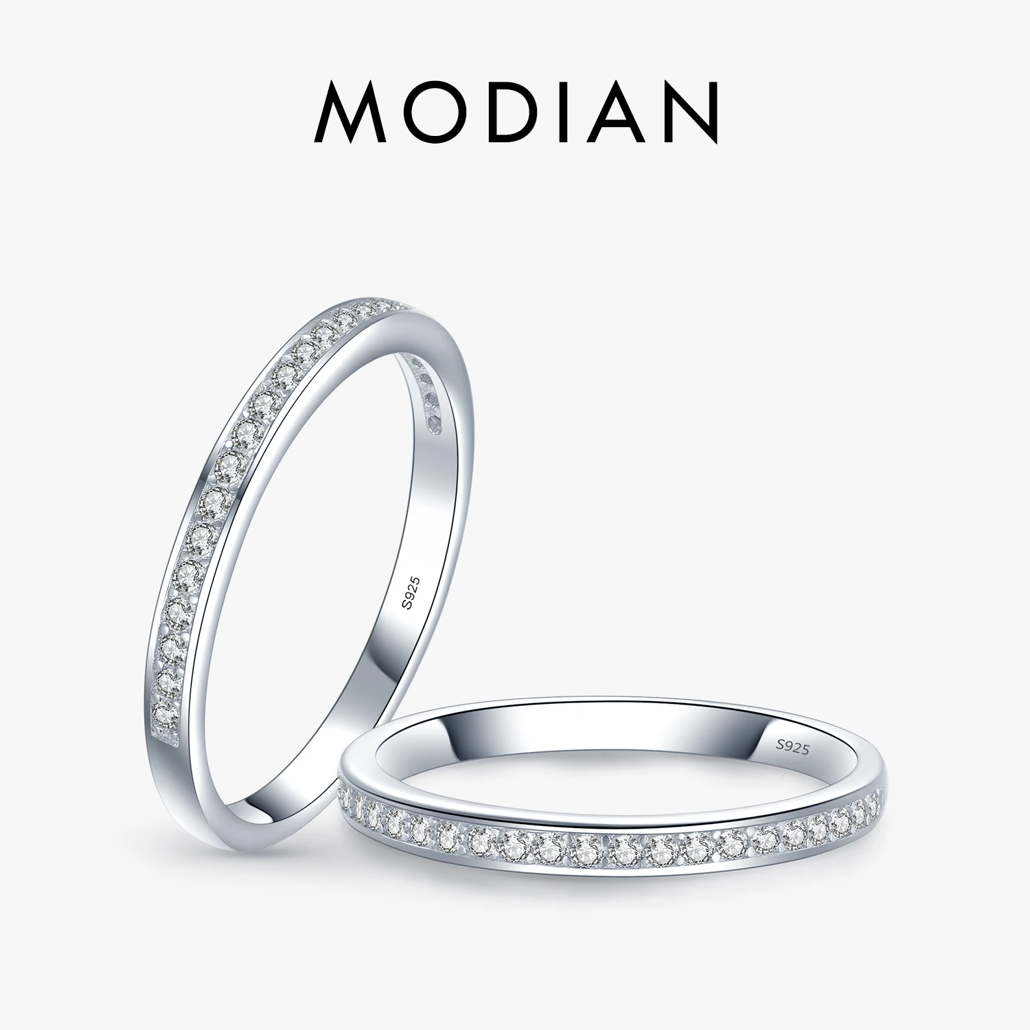 Modian clásico Simple 100% Plata de Ley 925 encanto AAA Zirconia anillos de dedo para mujeres joyería de compromiso de boda