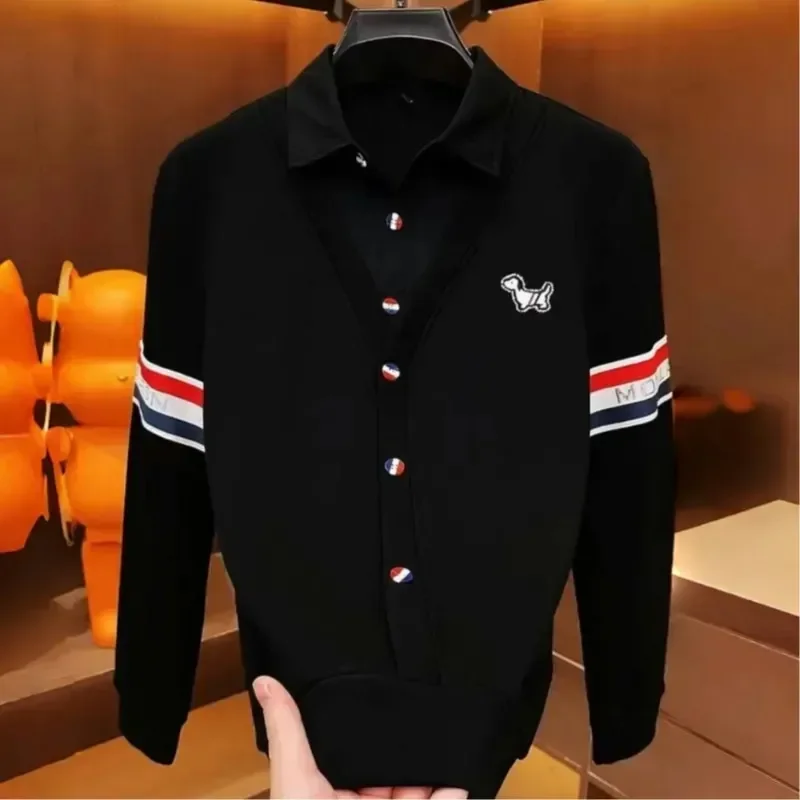 

Мужская полосатая рубашка-поло Maillard с длинным рукавом 2021, модная универсальная универсальная деловая трендовая рубашка-поло