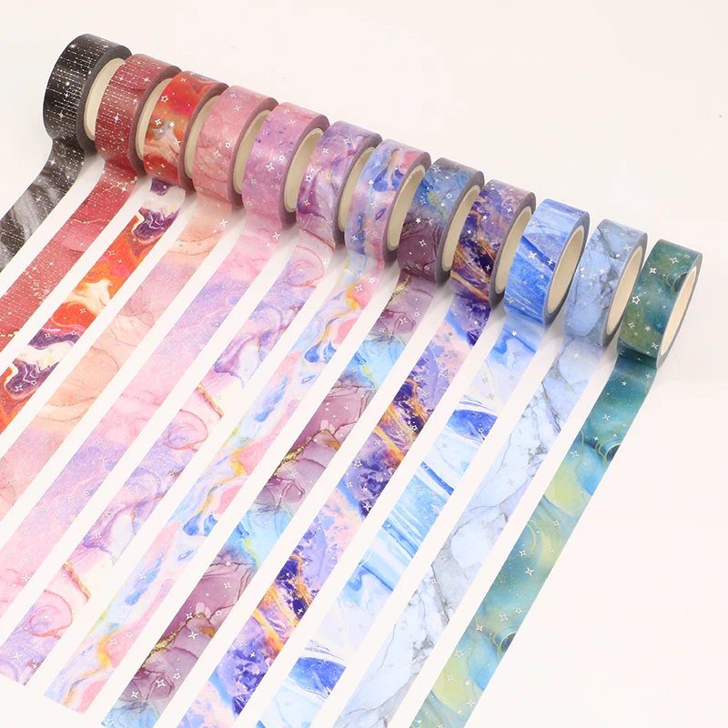 2023 NEW 1X 10M Decor Colorful Galaxy Cloud Silver Stars Washi Tape Set for Scrapbooking Planner Masking Tape papelería kawaii