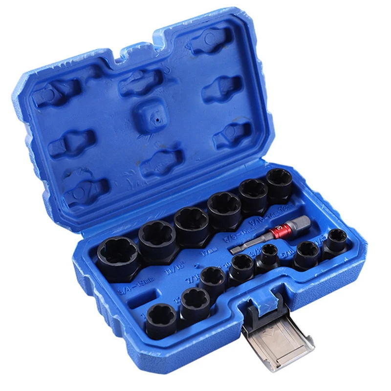 14 Piece Nut Extractor Socket Impact Bolt Nut Screw Remover Tool Set Socket Wrench