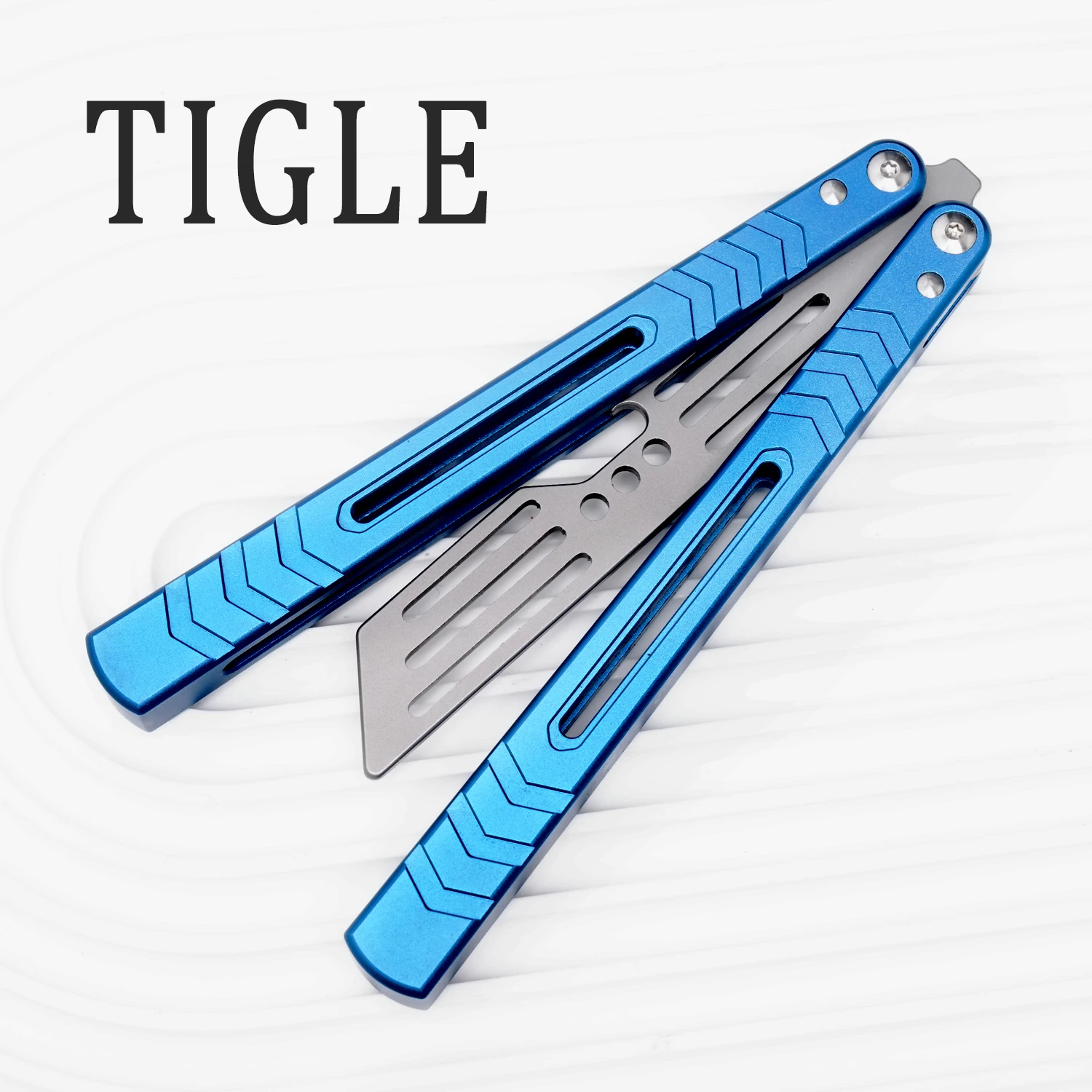 TlGLE Barison Beginner Aluminum Alloy Handle Training Without Cutting Edge Blade Portable Outdoor Safety Practice Blue