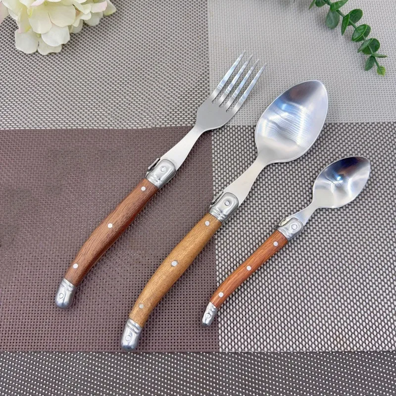 

6pcs Laguiole Style Dinnerware Wooden Hande Tableware Japanese Cutlery Dinner Fork and Spoon Korean Dinner Set Kitchenwere