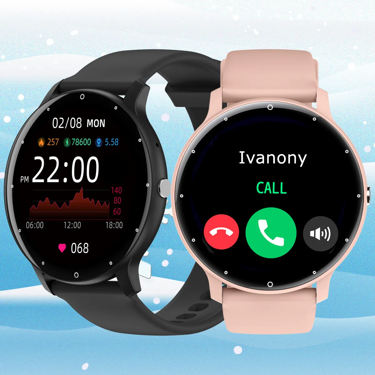 ساعة ذكية رياضية للنساء والرجال بلوتوث مكالمة AI صوت مساعد مخصص بطلب Whatsapp تذكير 1.28 بوصة HD شاشة لنظام أندرويد IOS