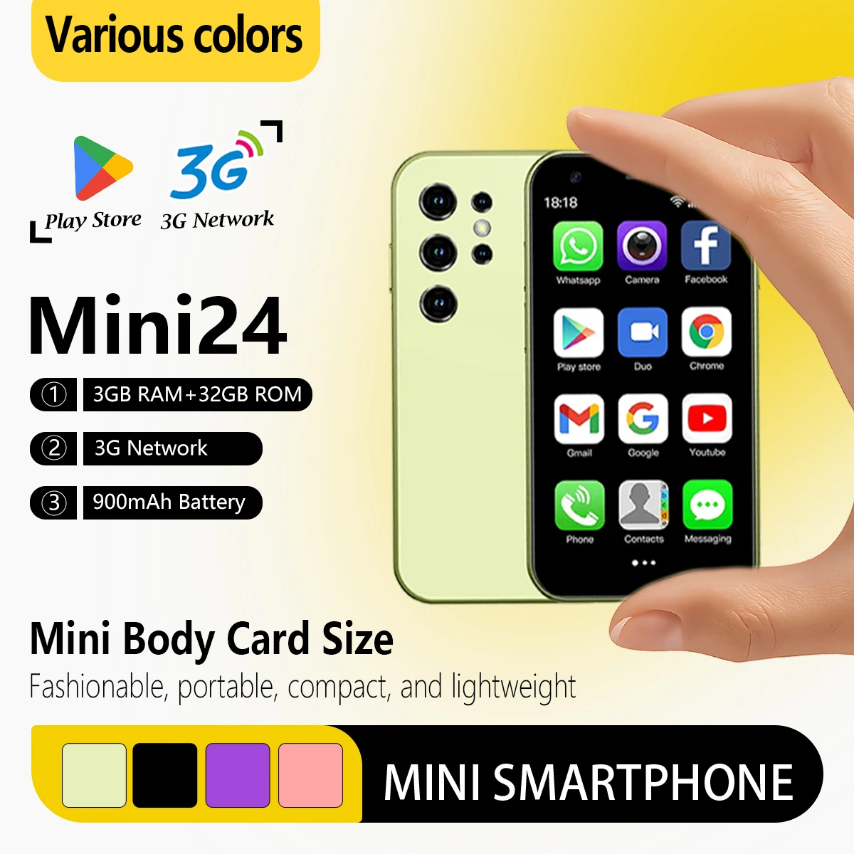 Soyes Mini 24, 3+32GB Android smartphone dual SIM dual standby 3.0-inch 3G network, more applications, compact and portable