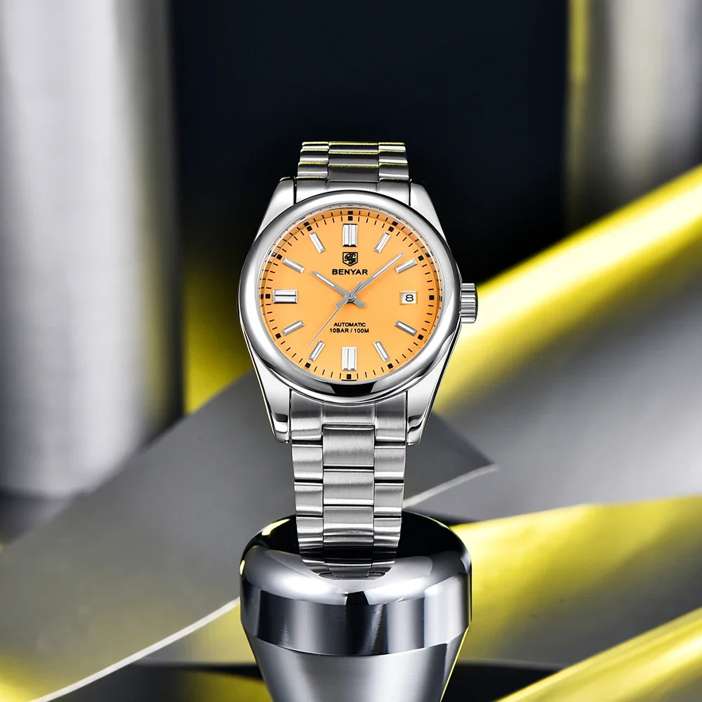 

BENYAR New Luxury Automatic Watch 10Bar Waterproof Stainless Steel Men Mechanical Wristwatches Sports Diving Watch for Men