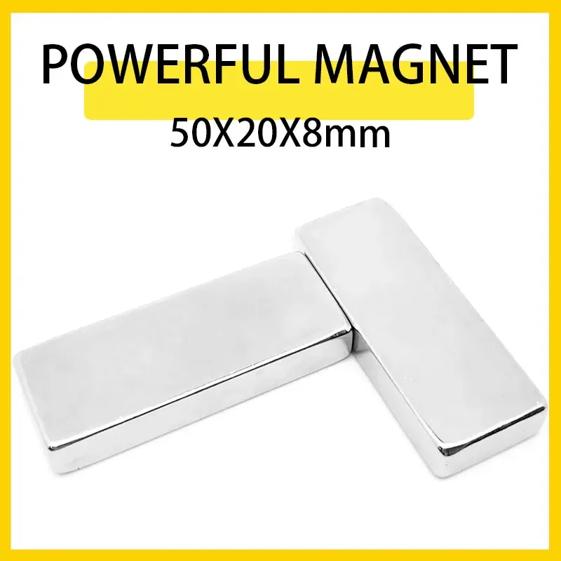 1/2/5/10PCS 50x20x8mm Neodymium Magnet N35 NdFeB Block Super Powerful Strong Permanent Magnetic imanes 50mm x 20mm x 8mm