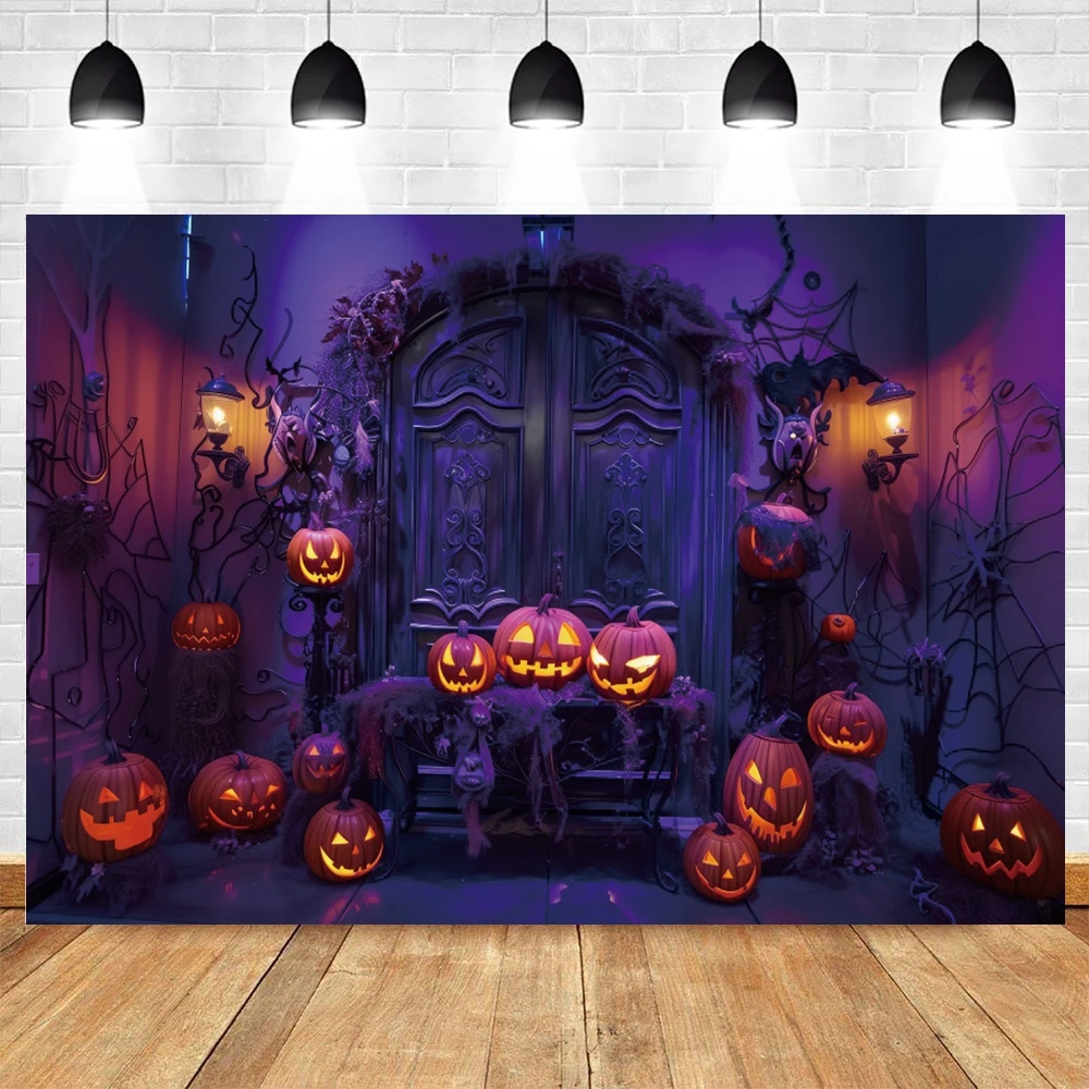 Halloween Portrait Photography Backdrops Witch Castle Forest Pumpkin Scene Party Decoration Photographic Background Photo Studio