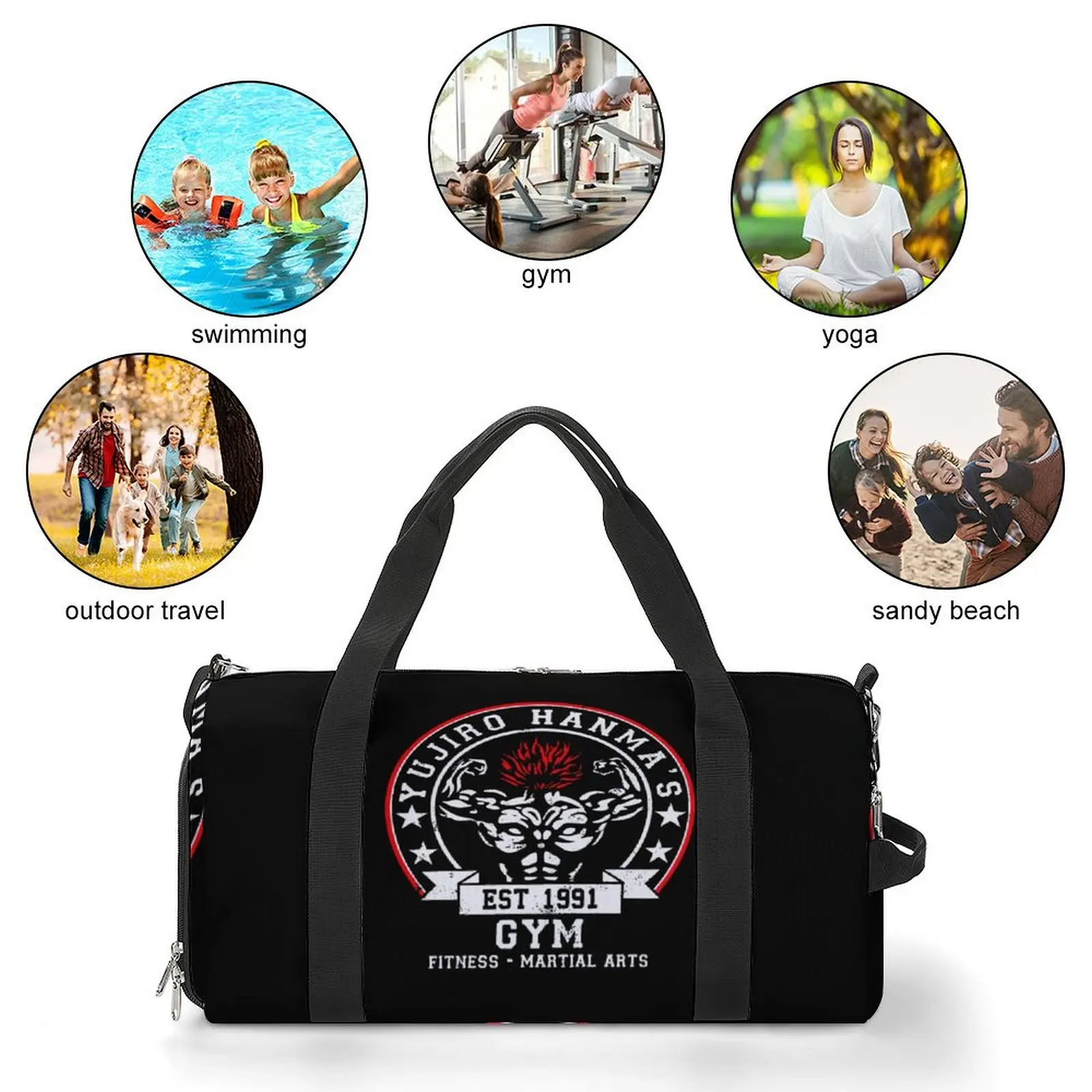 Baki The Grappler Yujiro Hanma Gym Gym Bag Fitness Martial Arts Waterproof Sports Bags Accessories Travel Handbag Fitness Bag