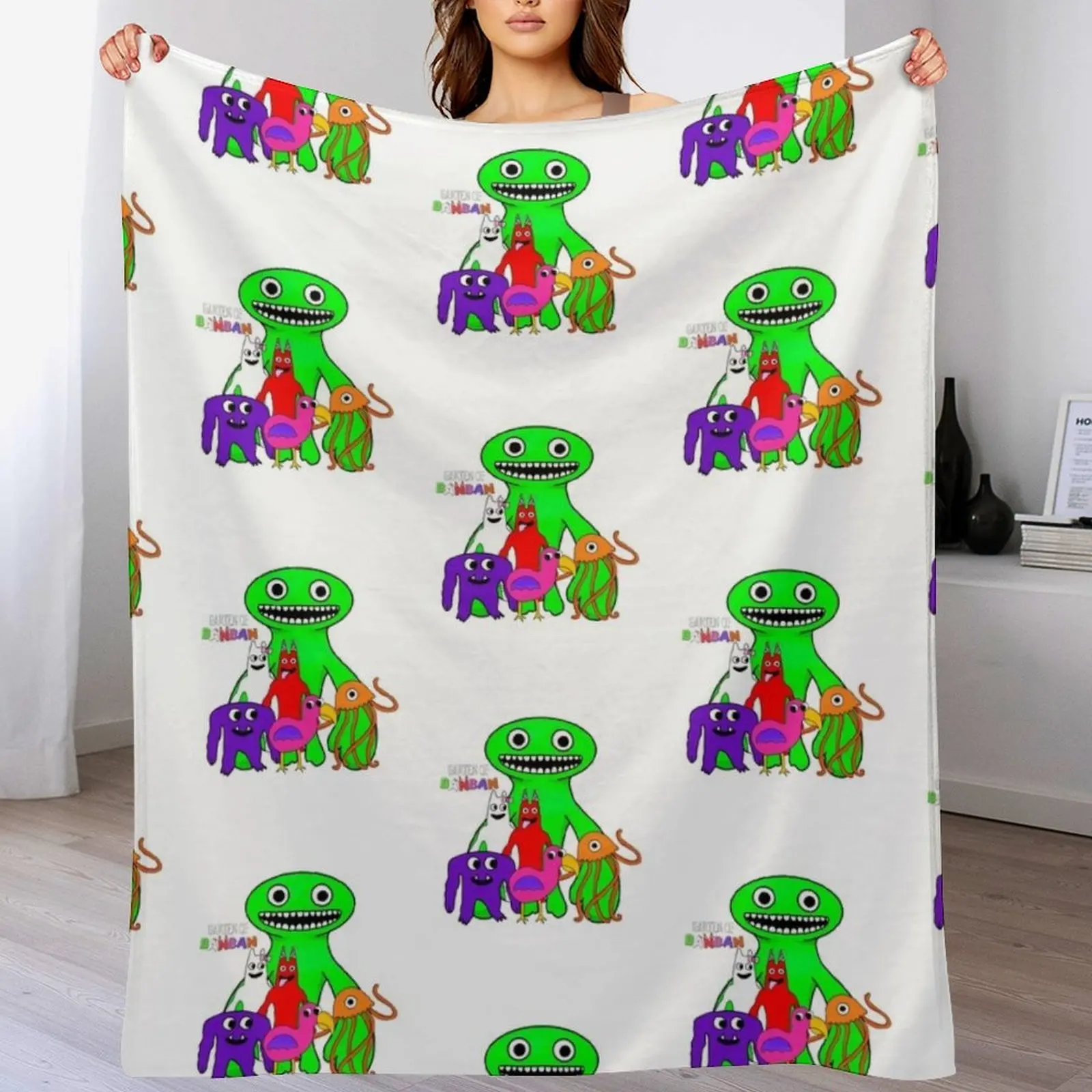 

Garten of banban group all characters! Throw Blanket Plush Fuzzy Cozy Blanket for Couch Sofa
