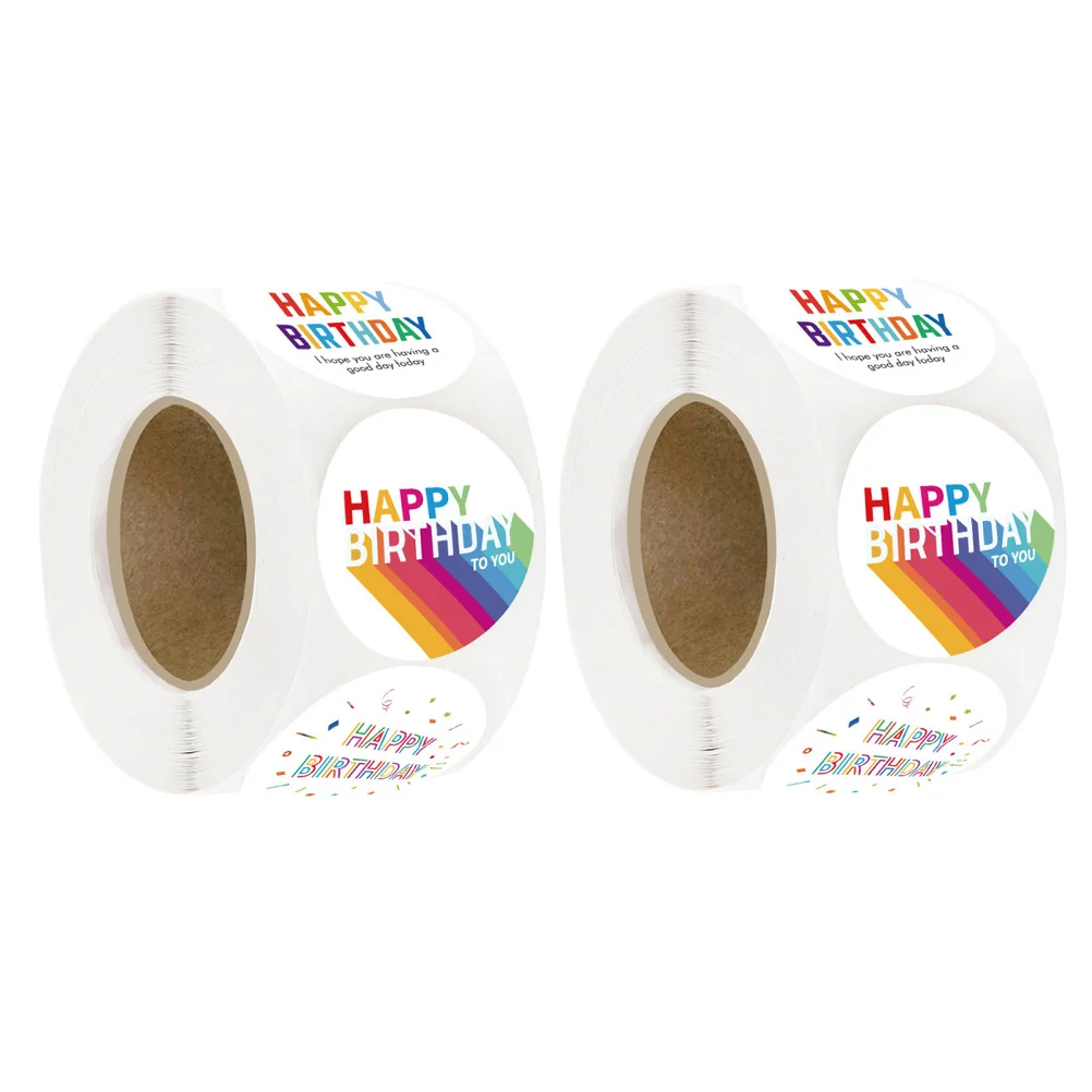 Birthday Stickers Cartoon Stickers Rolls DIY Sealing Adorable Gift Bag Decorative Child Cartoon Label Stationery Paper Craft