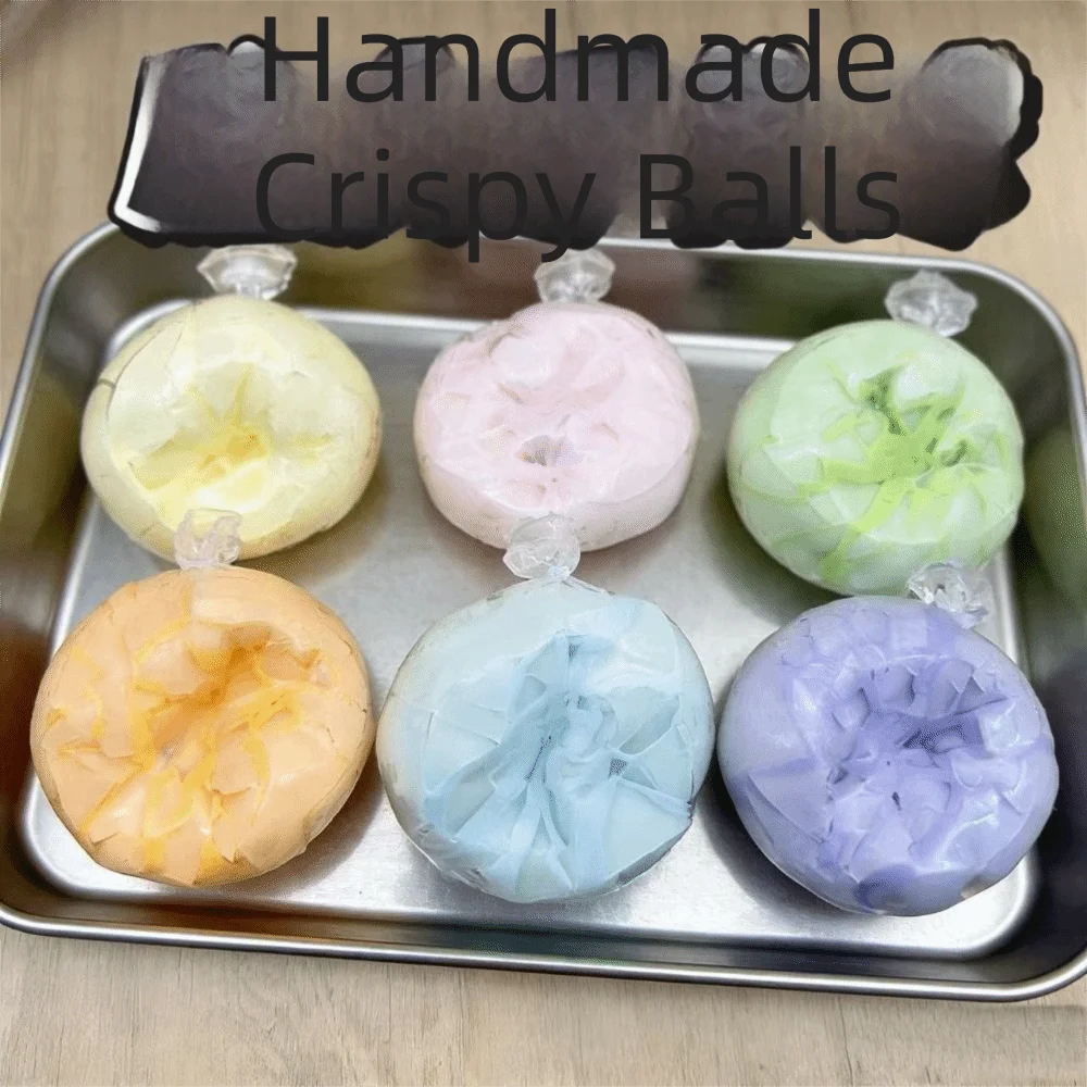 Boys Girls Hand Relax Crispy Skin Ball Handmade Colorful Sensory Fidget Ball Squishy Pinch Cracking Wax Ball Adult