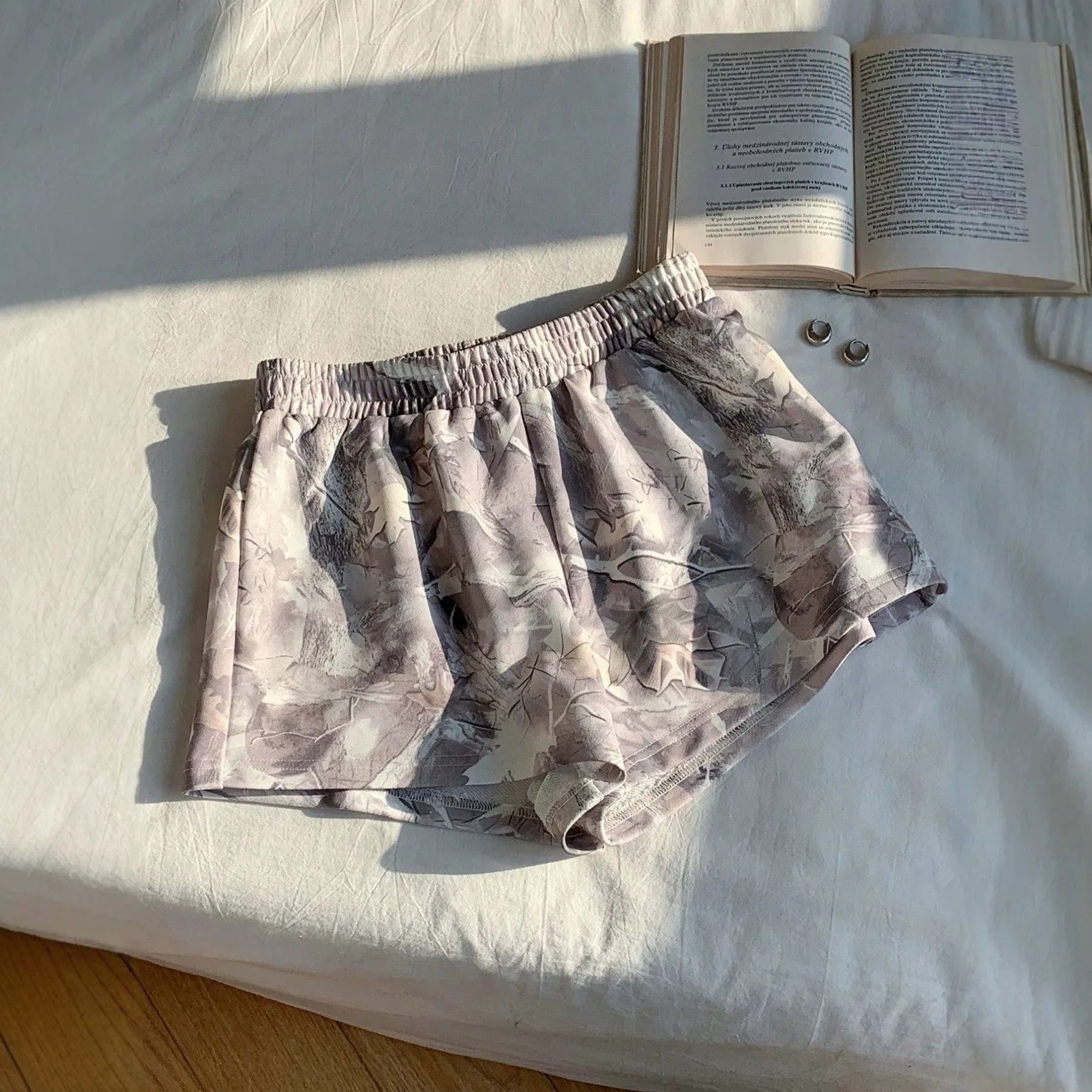 Casual Women's Shorts Leopard Print High Waist Short Pants Slimming Elastic Waist Mini Polyester Summer Shorts