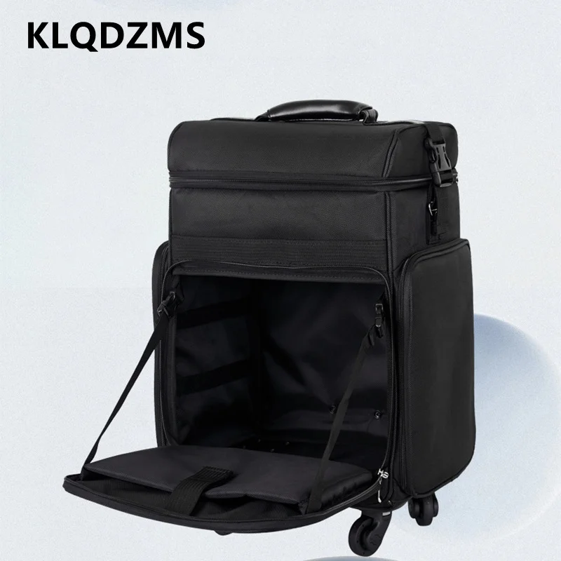 

KLQDZMS Professional Cosmetic Case Female Trolley Cosmetic Bag Oxford Cloth Beauty Nail Tool Box with Wheels Rolling Luggage