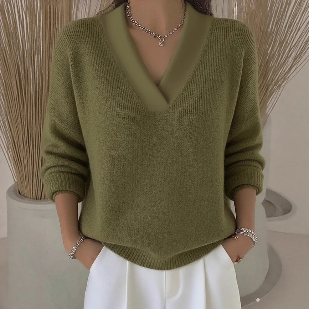 

Spring Winter Warm Pure Soft Long Sleeve Knitted Women Sweater V-neck Jumper Office Lady Button Loose Casual Pullover Sweaters