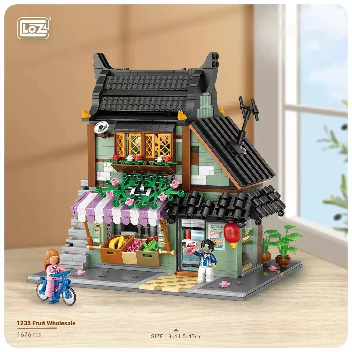 LOZ Japanese street scene series building toys, famous noodle shop DIY building model, building blocks toys, birthday toy gifts