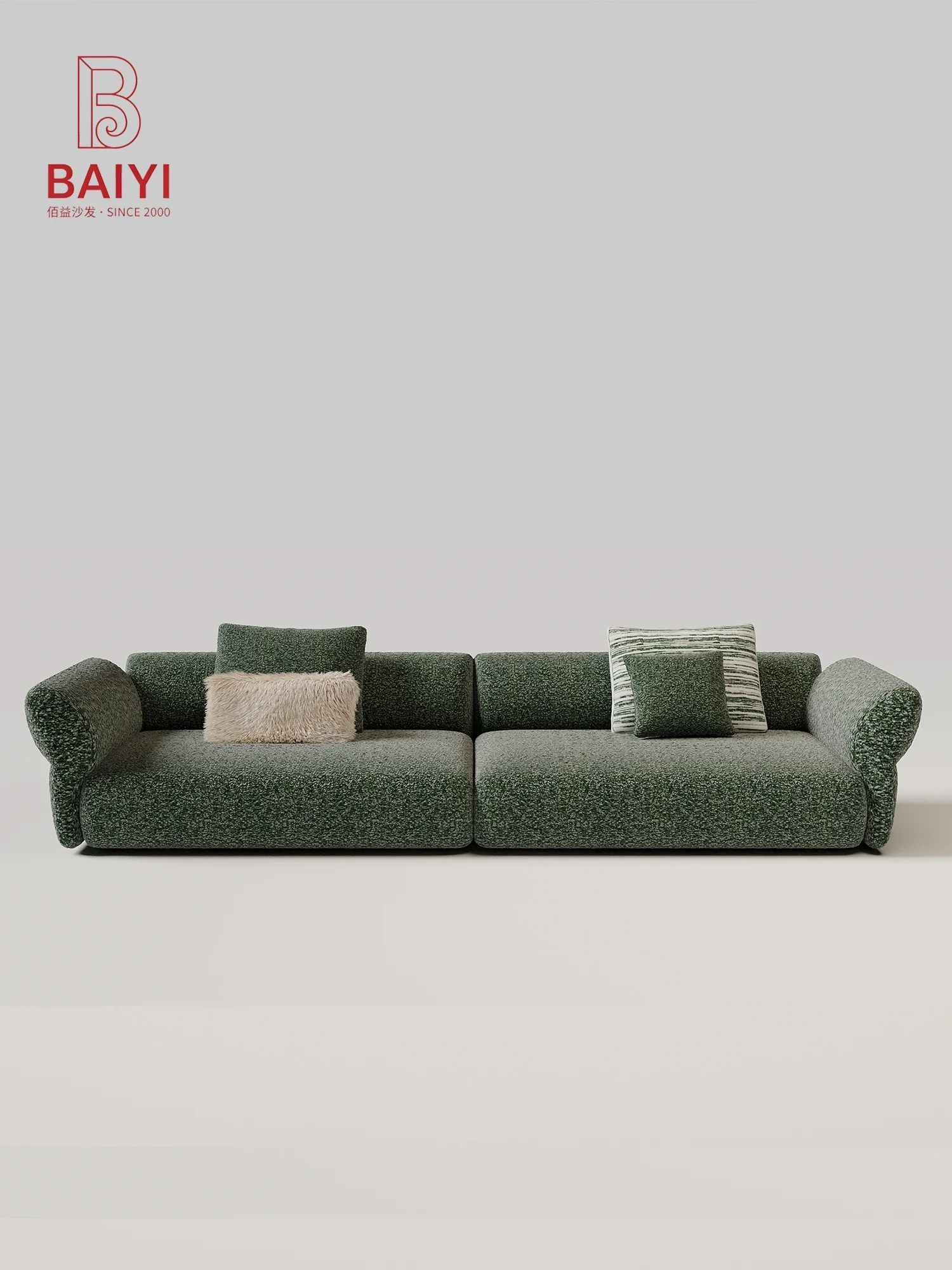 Blush Pink Salt And Pepper Chenille Modular Sofa 2 Seater Wide Deep Seat Curved Roll Armrest For Living Room Villa Bedroom