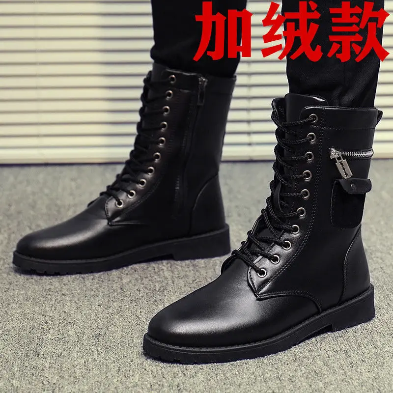 2023 Mens Platform Boots Thick Bottom Lace Up Mens Boots Mens Elevator Boots Autumn Spring Women\'s Couple Boots