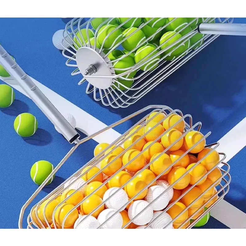 Stainless Steel Roller Tennis Ball Picker Portable Adjustable Tennis Collector Rolling Court Ball Retrieval Device