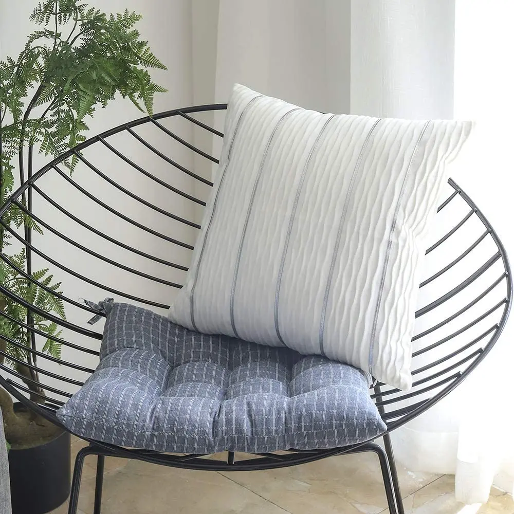 As melhores ofertas branco jacquard onda capa de almofada veludo capa de almofada rede sofá quarto lance fronhas 18x18 Polegada