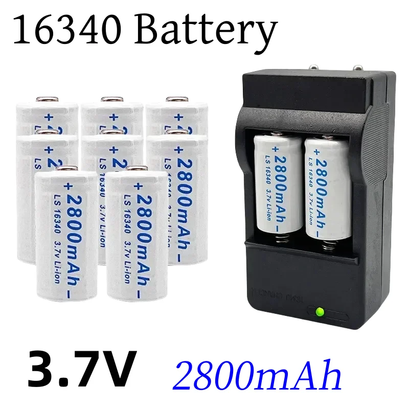 

2024 KVCDY CR123A RCR 123 ICR 16340 Battery 2800mAh 3.7V Safety Camera Rechargeable Battery Lithium Ion L70 Plus Charger