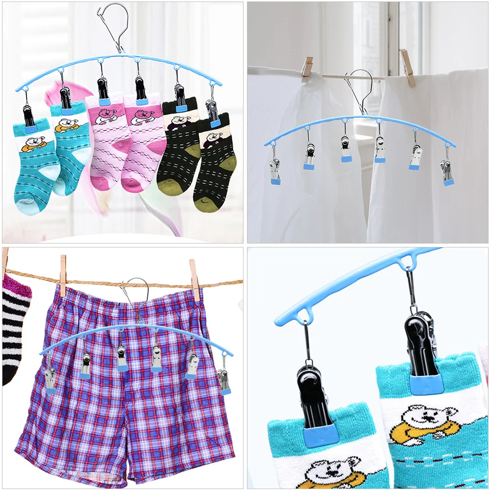 

1Pcs Windproof Drying Rack Arc Stainless Steel Multi-Purpose Socks Underwear Hanger Clip Space-Saving Scientific Spacing Holder