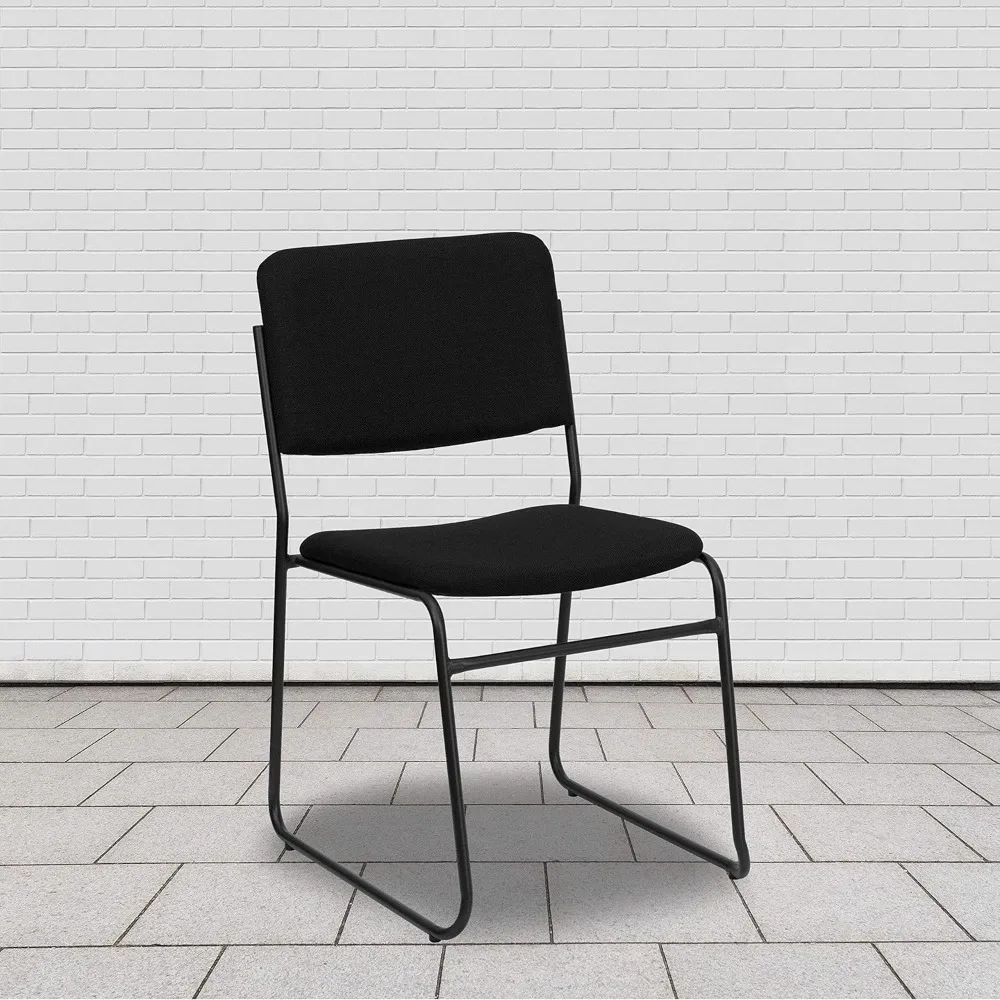 500 lb. Capacity High Density Black Fabric Stacking Chair