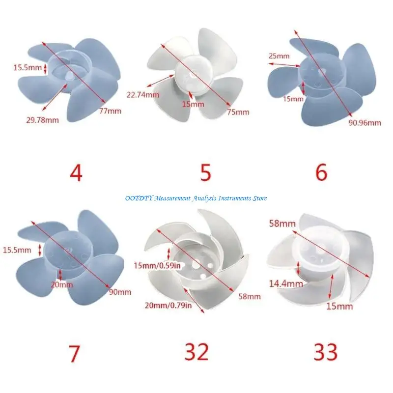 367D Transparent Plastic Fan Hair Dryer Universal High-power Motor Plastic Fan 4 Fan Replacement