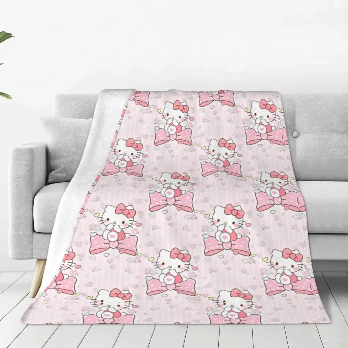 

Фланелевое Одеяло с рисунком Hello Kitty, супермягкое покрывало для улицы, декоративное покрывало для дивана, кровати