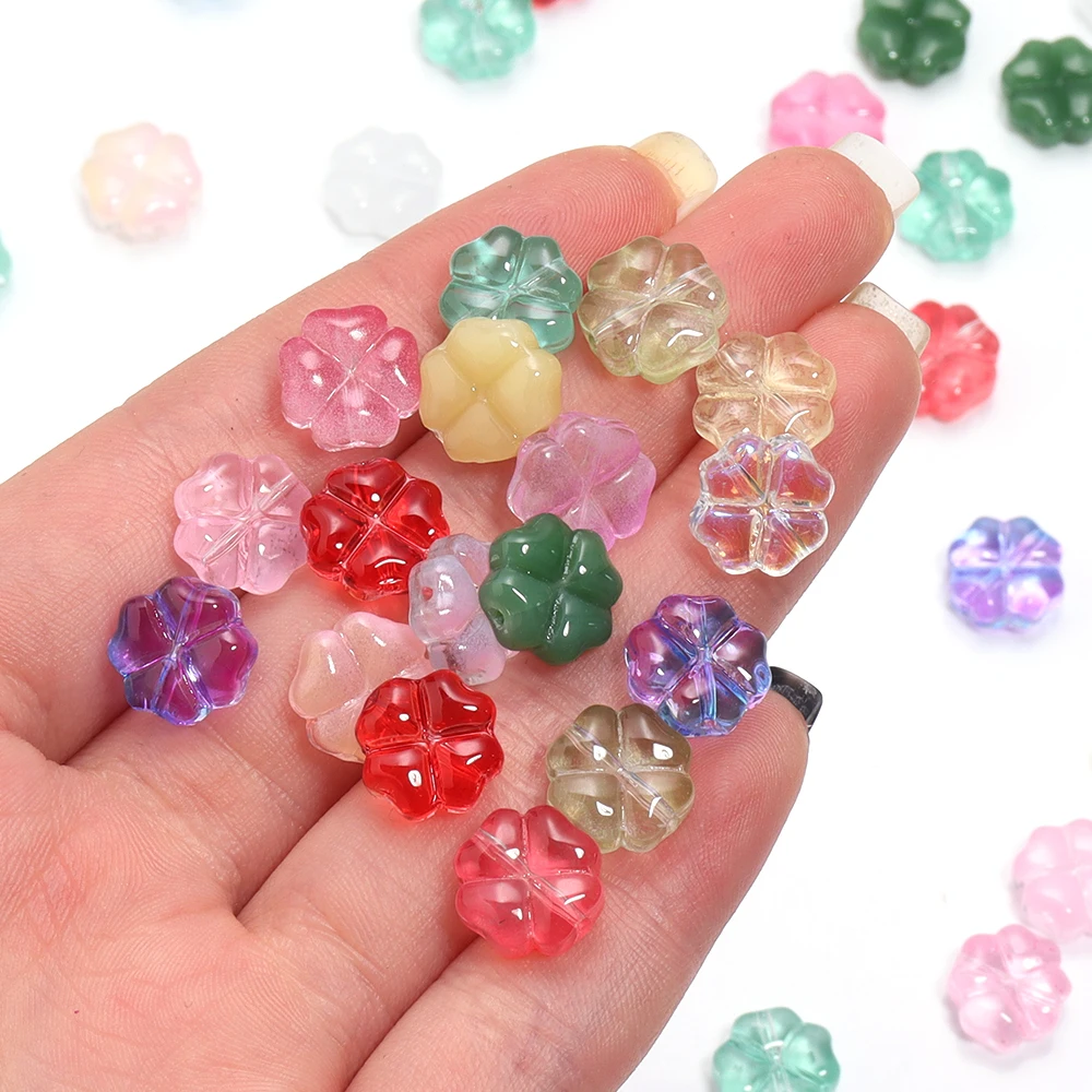20/50pcs/Lot 10mm Colored Four-leaf Clover Shape Beads for Jewelry Making Loose Spacer Glass Beads DIY Bracelet Necklace image 3