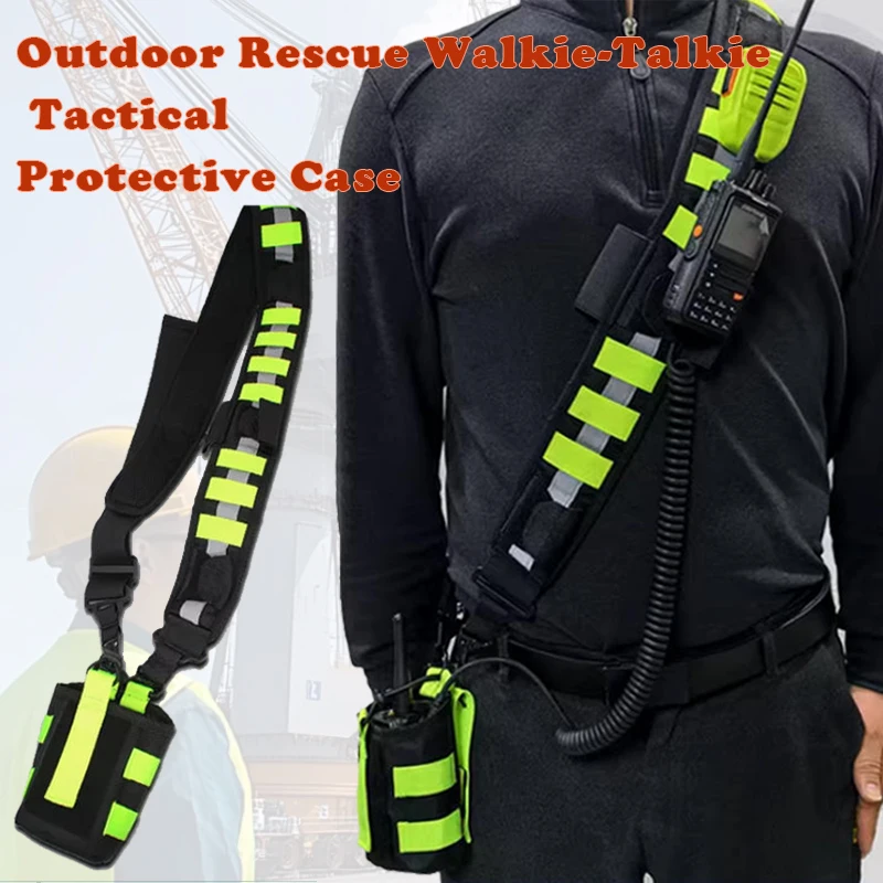 

Universal Adjustable Shoulder Strap Radio Pouch, Walkie Talkie Holster For Portable Radio Holder protect Case,Fluorescent bag